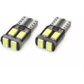 Automobilinė lemputė LED T10 (W5W) 12V 1W 5730K 6SMD balta Amio (vieneto kaina)
